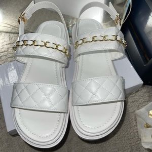 White Quilted Sandal